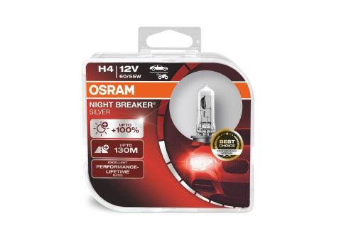 Set de 2 Becuri H4 12V 60/55W P43t NIGHT BREAKER SILVER OSRAM 64193NBS DUO Pack